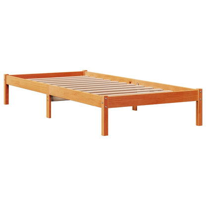 vidaXL Bed Frame with Headboard without Mattress Wax Brown 100x200 cm