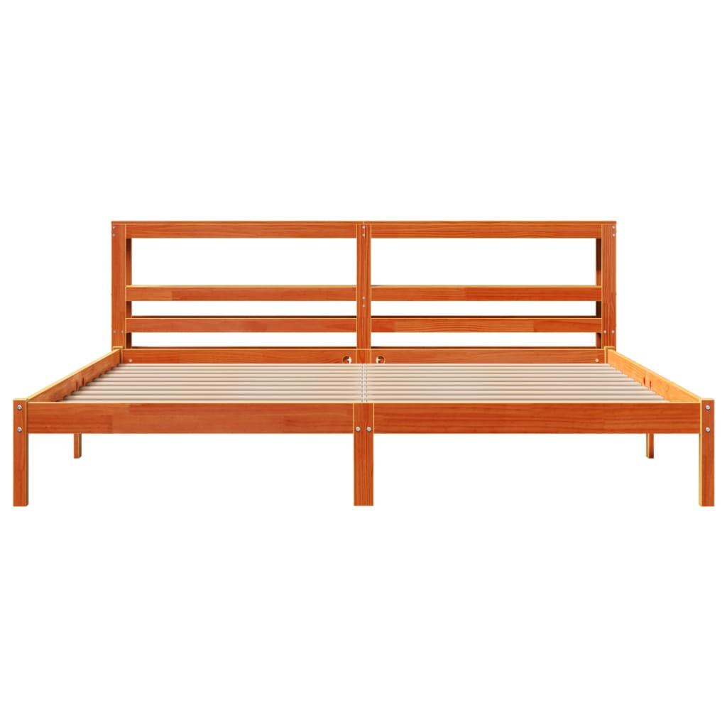 vidaXL Bed Frame with Headboard without Mattress Wax Brown 200x200 cm