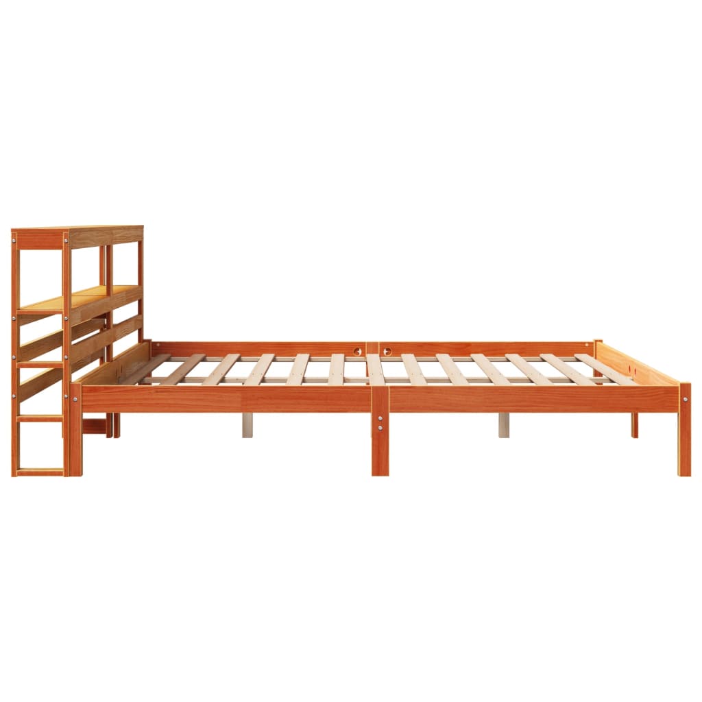 vidaXL Bed Frame with Headboard without Mattress Wax Brown 200x200 cm