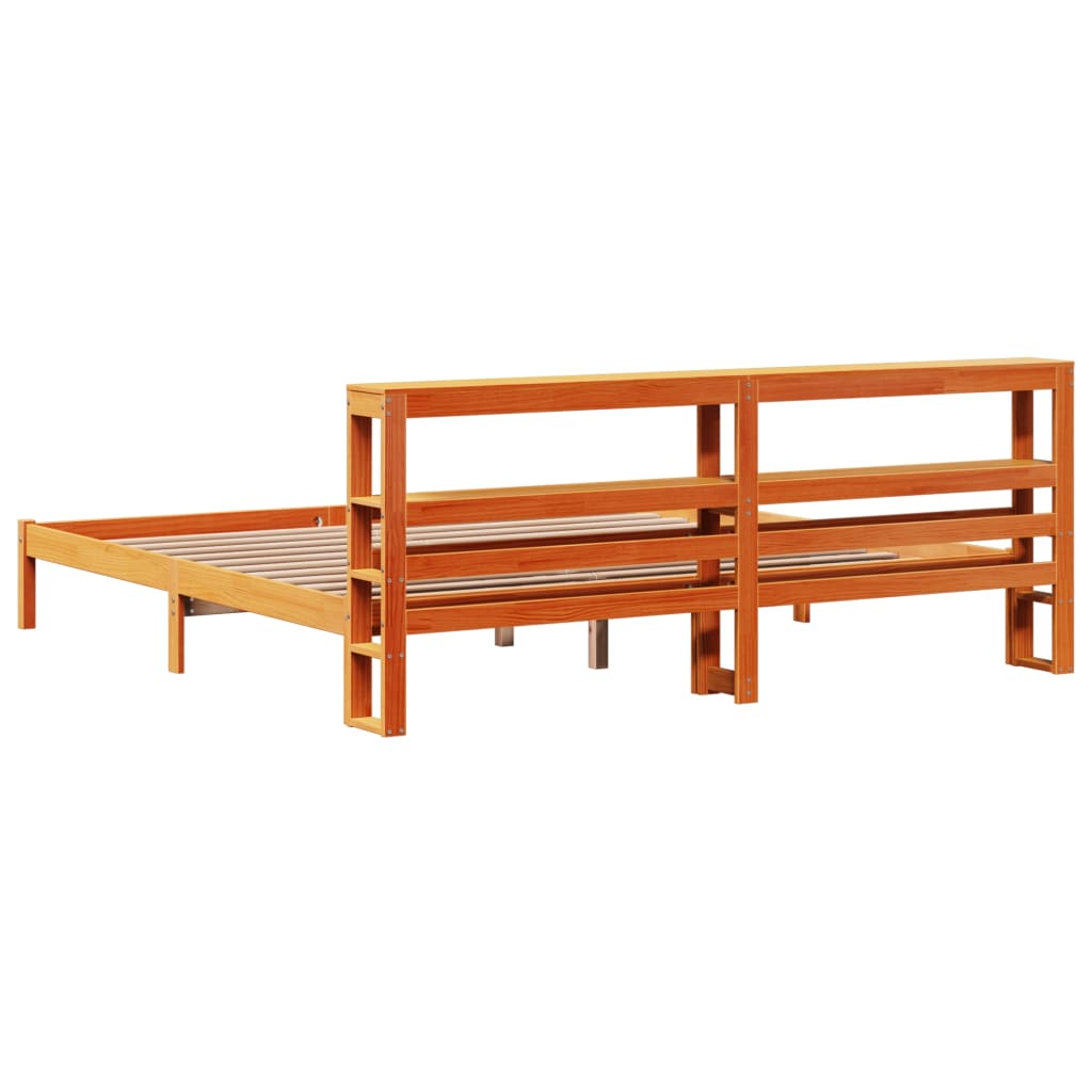 vidaXL Bed Frame with Headboard without Mattress Wax Brown 200x200 cm