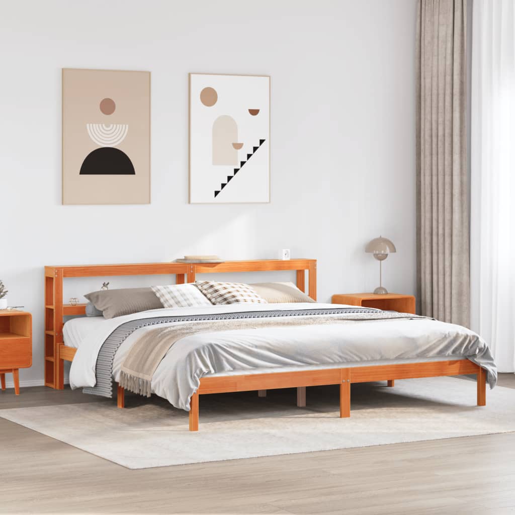 vidaXL Bed Frame with Headboard without Mattress Wax Brown 200x200 cm