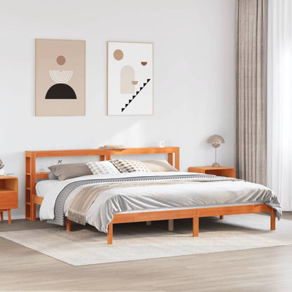 vidaXL Bed Frame with Headboard without Mattress Wax Brown 200x200 cm
