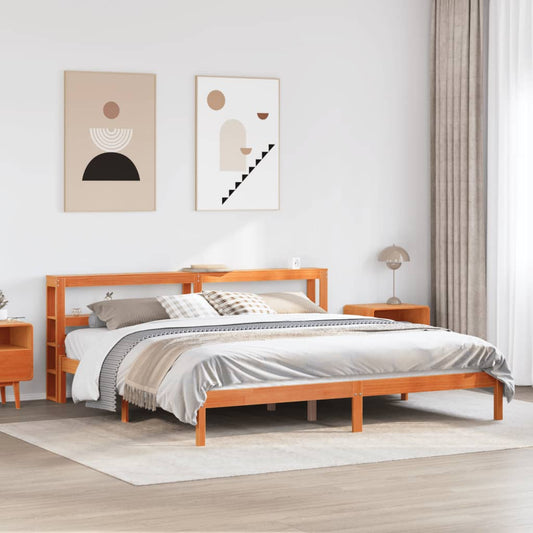 vidaXL Bed Frame with Headboard without Mattress Wax Brown 200x200 cm