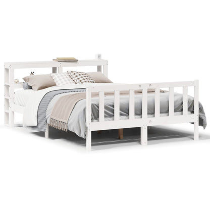 vidaXL Bed Frame without Mattress White 135x190 cm Double Solid Wood Pine