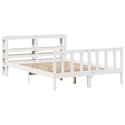vidaXL Bed Frame without Mattress White 135x190 cm Double Solid Wood Pine