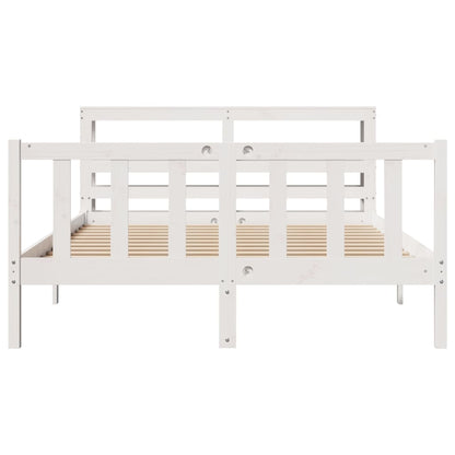 vidaXL Bed Frame without Mattress White 135x190 cm Double Solid Wood Pine
