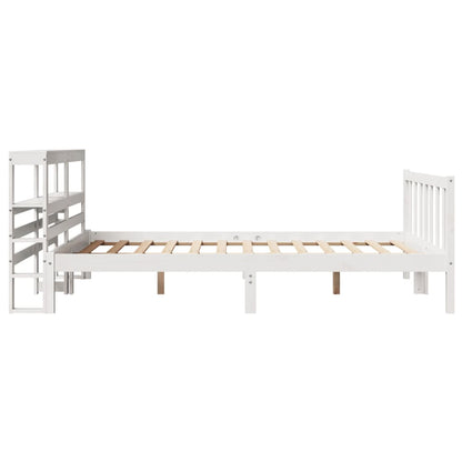 vidaXL Bed Frame without Mattress White 135x190 cm Double Solid Wood Pine