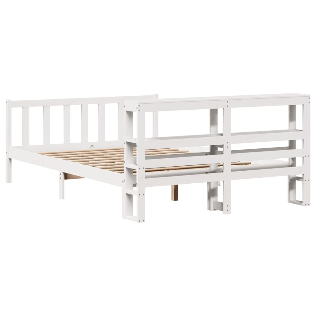 vidaXL Bed Frame without Mattress White 135x190 cm Double Solid Wood Pine