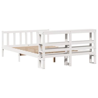 vidaXL Bed Frame without Mattress White 135x190 cm Double Solid Wood Pine