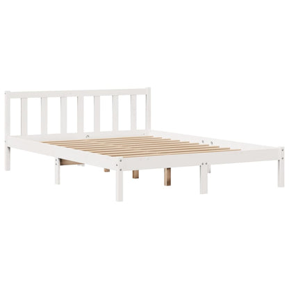 vidaXL Bed Frame without Mattress White 135x190 cm Double Solid Wood Pine