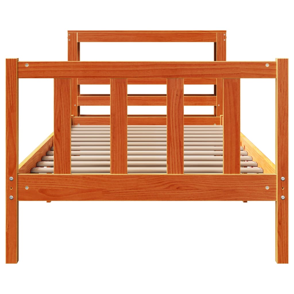 vidaXL Bed Frame with Headboard without Mattress Wax Brown 100x200 cm