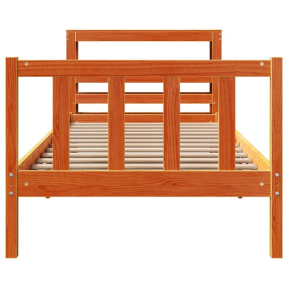 vidaXL Bed Frame with Headboard without Mattress Wax Brown 100x200 cm
