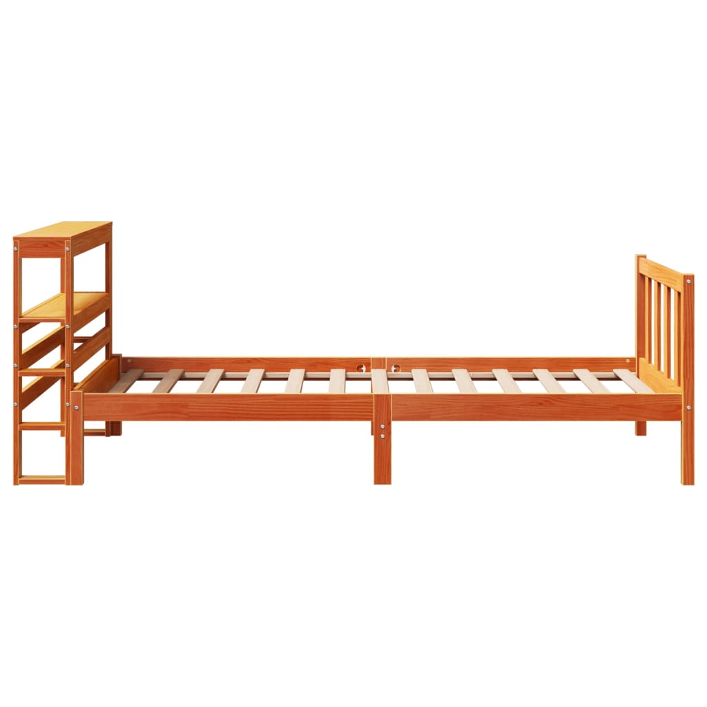 vidaXL Bed Frame with Headboard without Mattress Wax Brown 100x200 cm