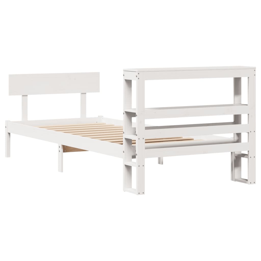 vidaXL Bed Frame without Mattress White 90x190 cm Single Solid Wood Pine