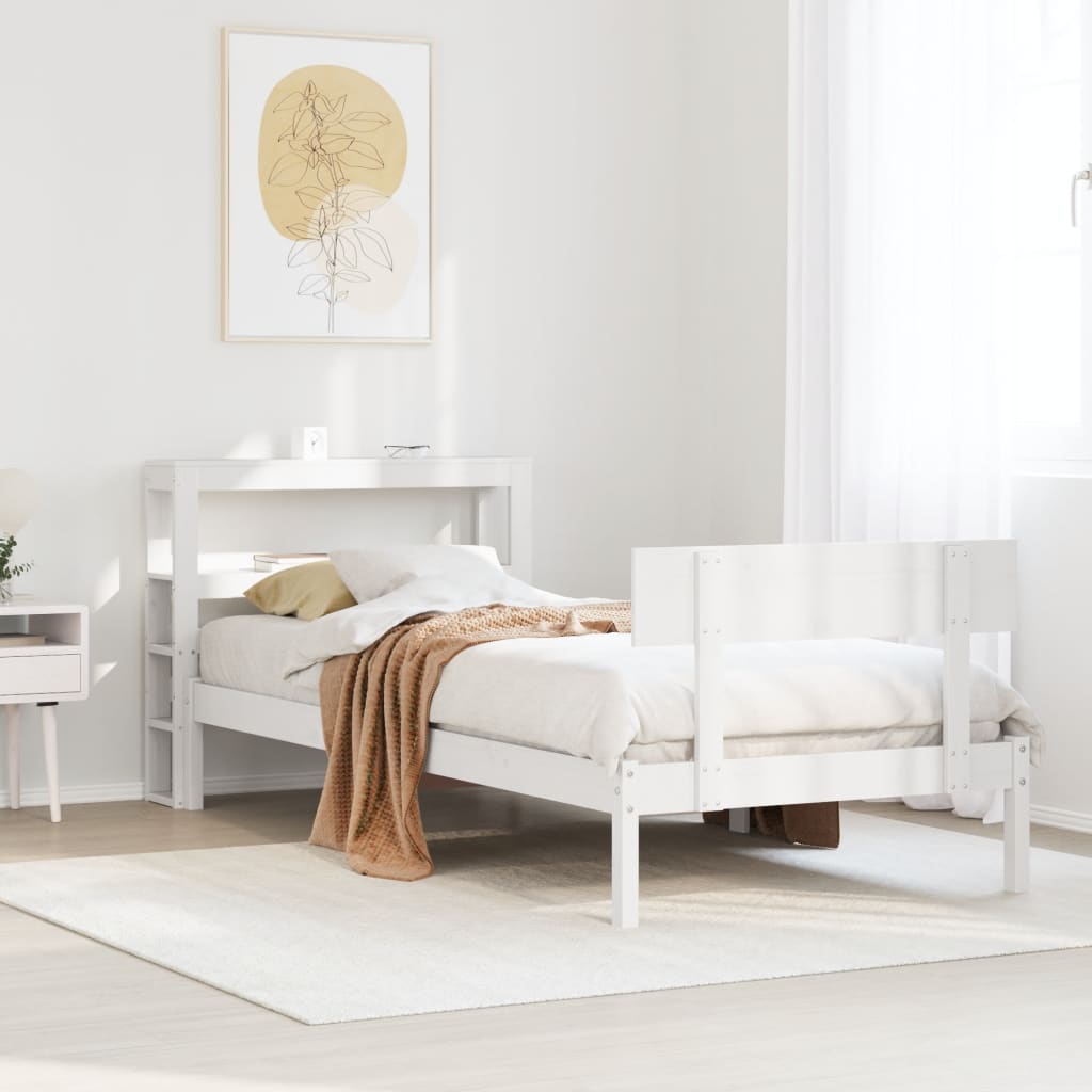 vidaXL Bed Frame without Mattress White 90x190 cm Single Solid Wood Pine