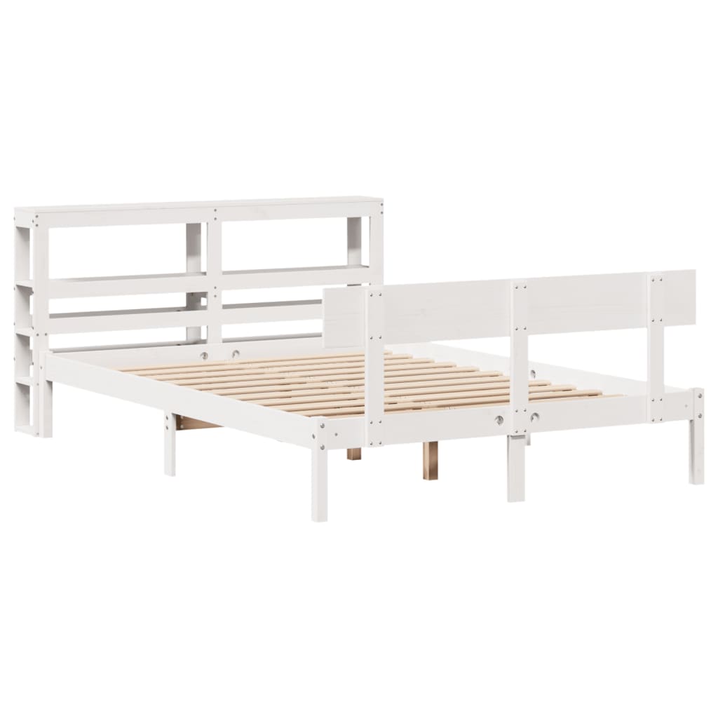 vidaXL Bed Frame without Mattress White 120x190 cm Small Double Solid Wood Pine
