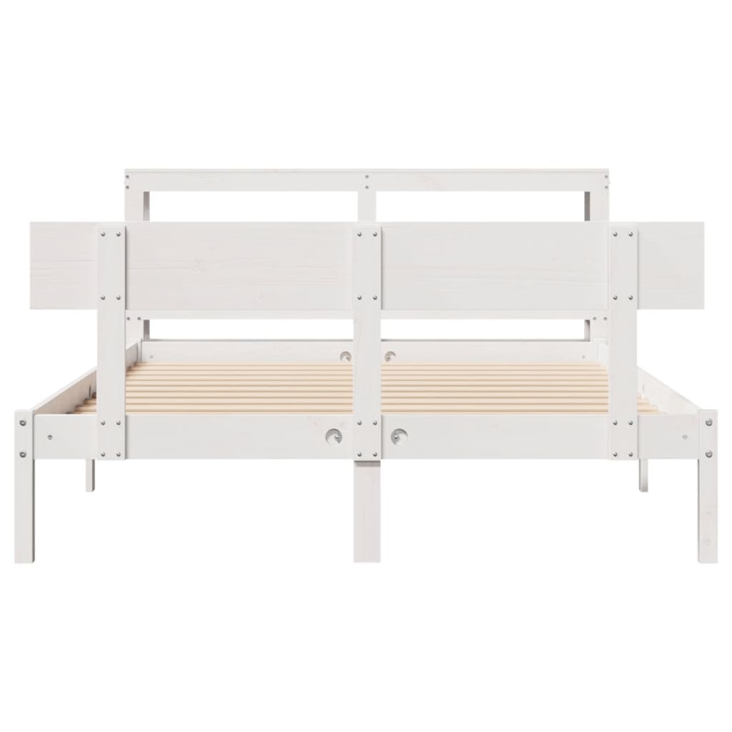 vidaXL Bed Frame without Mattress White 135x190 cm Double Solid Wood Pine