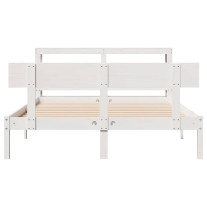vidaXL Bed Frame without Mattress White 135x190 cm Double Solid Wood Pine