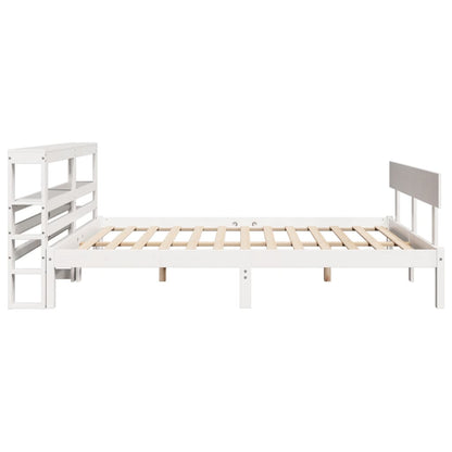 vidaXL Bed Frame without Mattress White 135x190 cm Double Solid Wood Pine