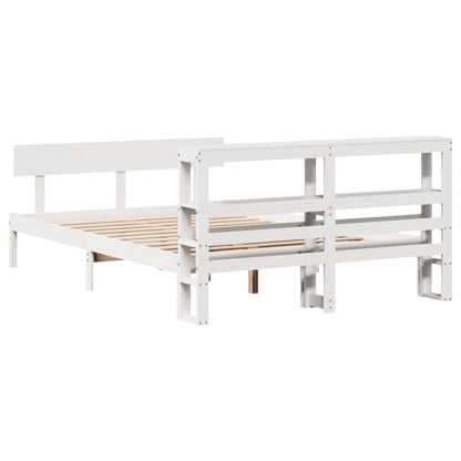 vidaXL Bed Frame without Mattress White 135x190 cm Double Solid Wood Pine