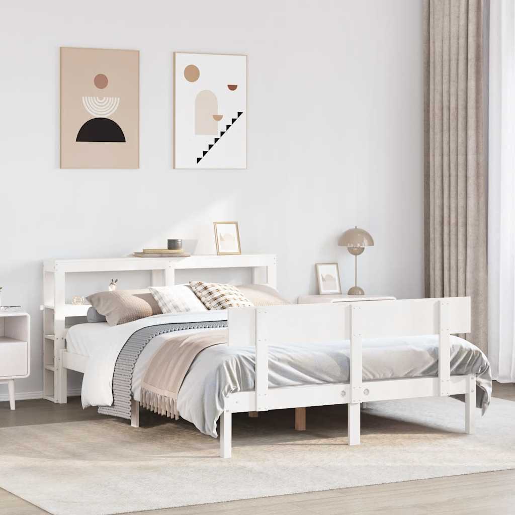 vidaXL Bed Frame without Mattress White 120x200 cm Solid Wood Pine