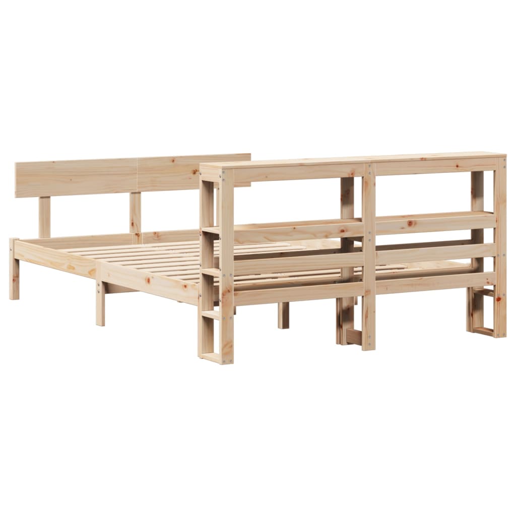 vidaXL Bed Frame without Mattress 150x200 cm King Size Solid Wood Pine