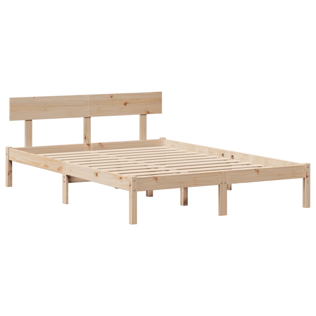 vidaXL Bed Frame without Mattress 150x200 cm King Size Solid Wood Pine