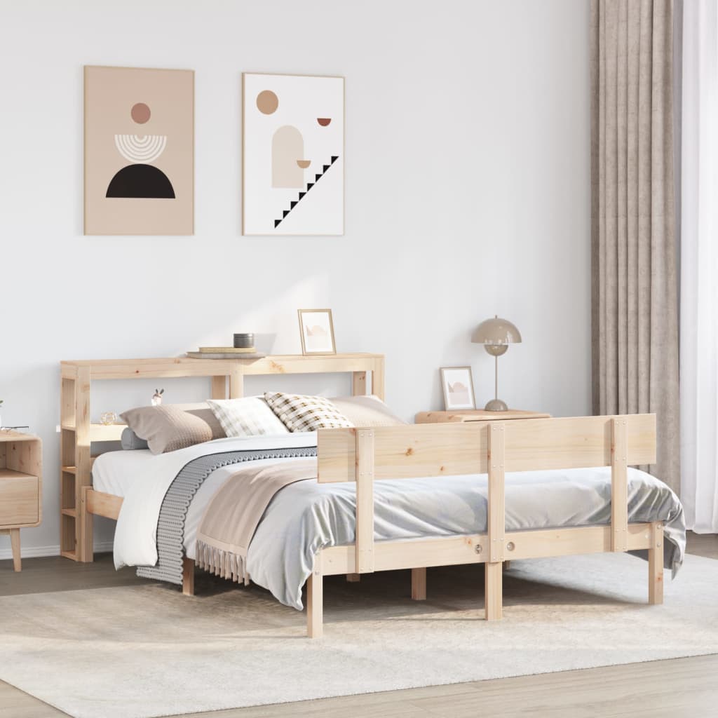 vidaXL Bed Frame without Mattress 150x200 cm King Size Solid Wood Pine