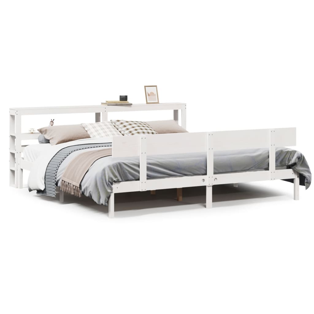 vidaXL Bed Frame without Mattress White 180x200 cm Super King Solid Wood Pine