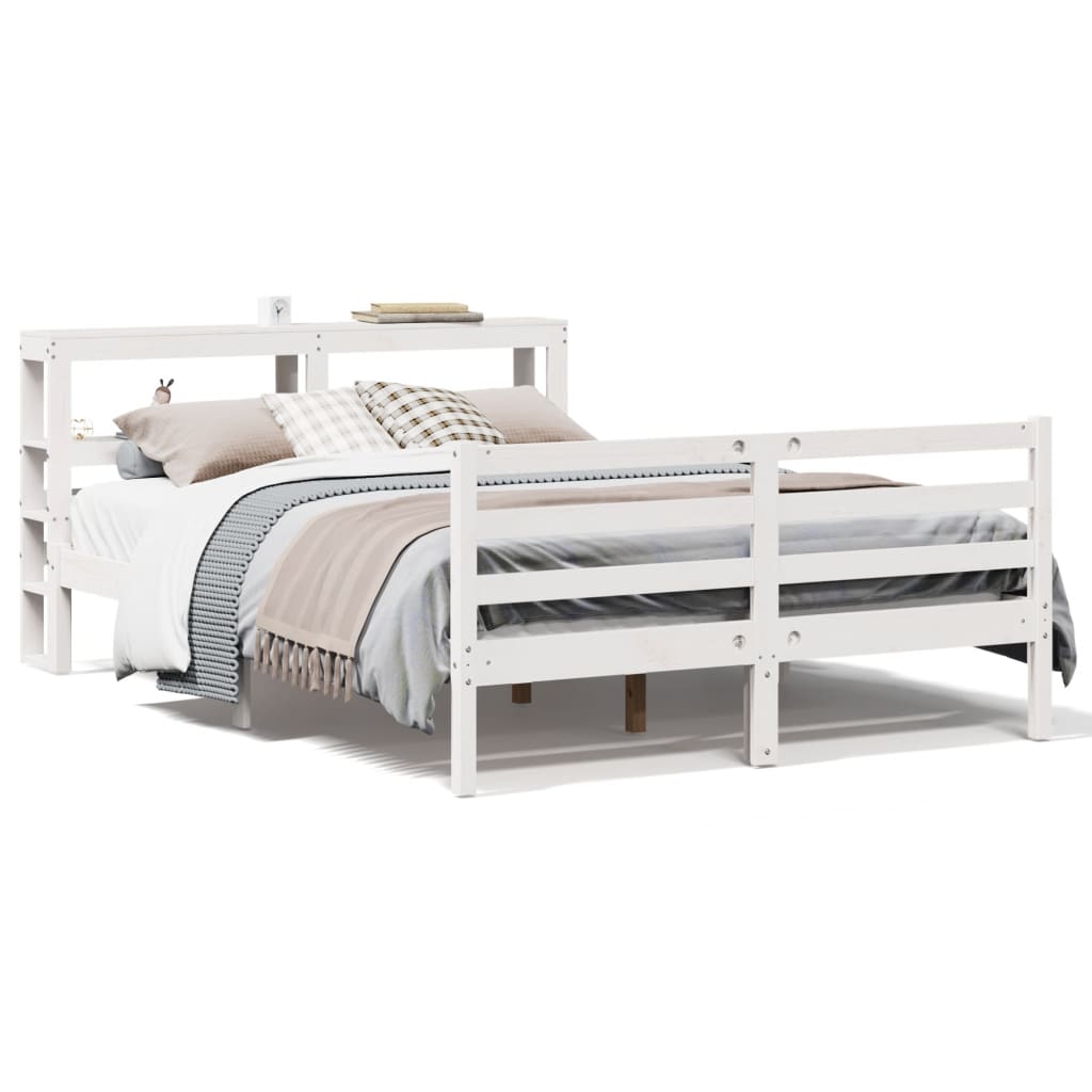 vidaXL Bed Frame without Mattress White 135x190 cm Double Solid Wood Pine