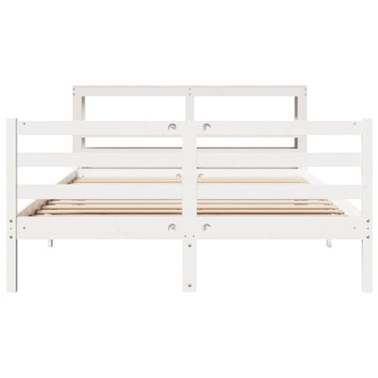 vidaXL Bed Frame without Mattress White 135x190 cm Double Solid Wood Pine