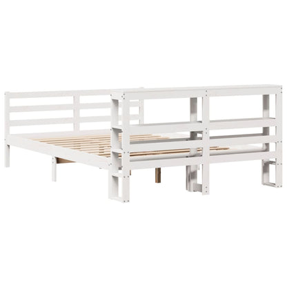 vidaXL Bed Frame without Mattress White 135x190 cm Double Solid Wood Pine