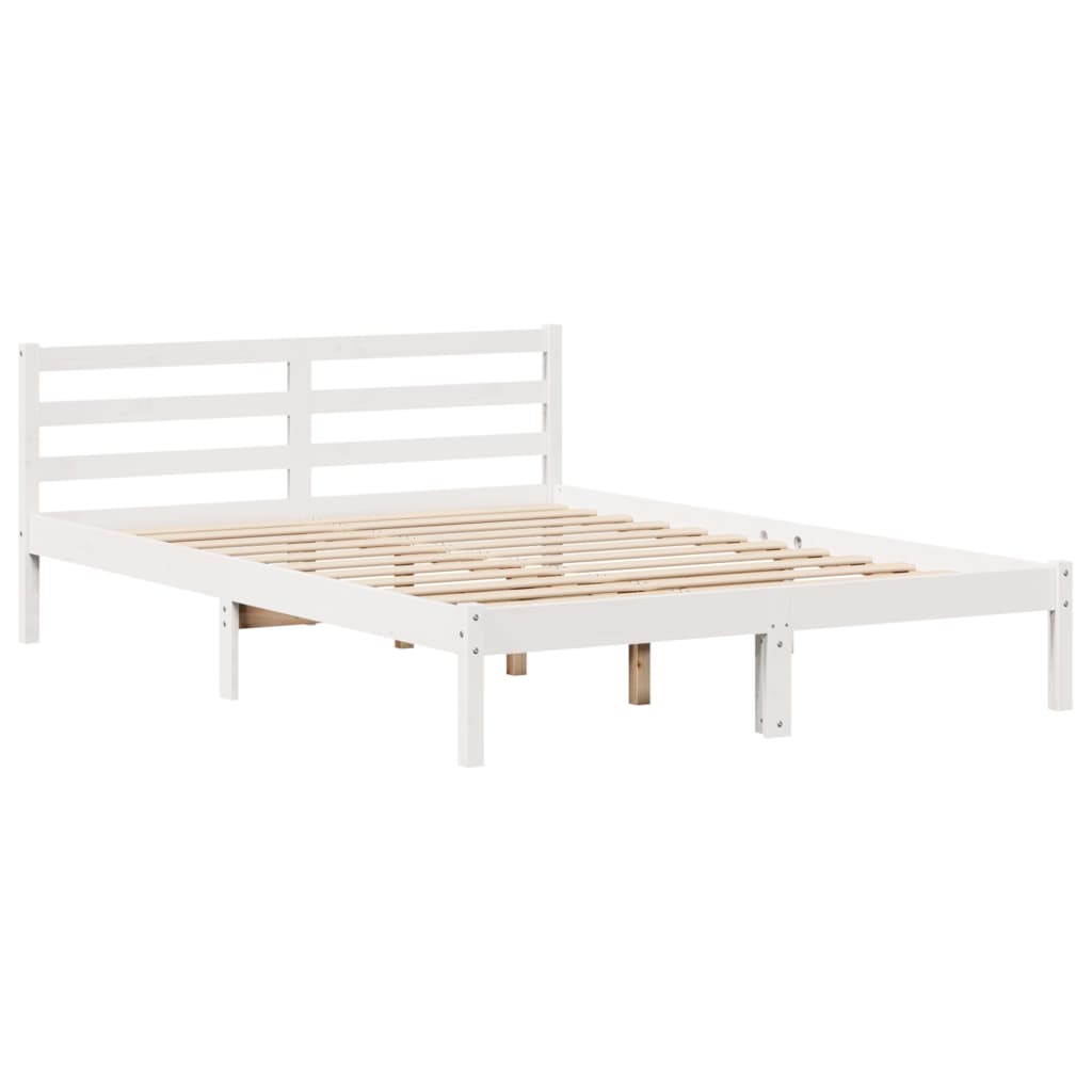 vidaXL Bed Frame without Mattress White 135x190 cm Double Solid Wood Pine