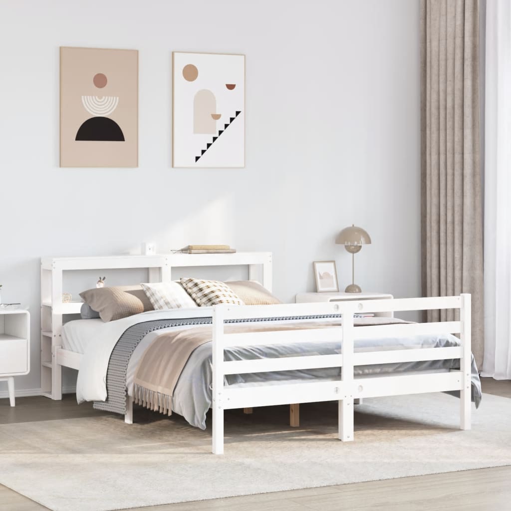 vidaXL Bed Frame without Mattress White 120x200 cm Solid Wood Pine