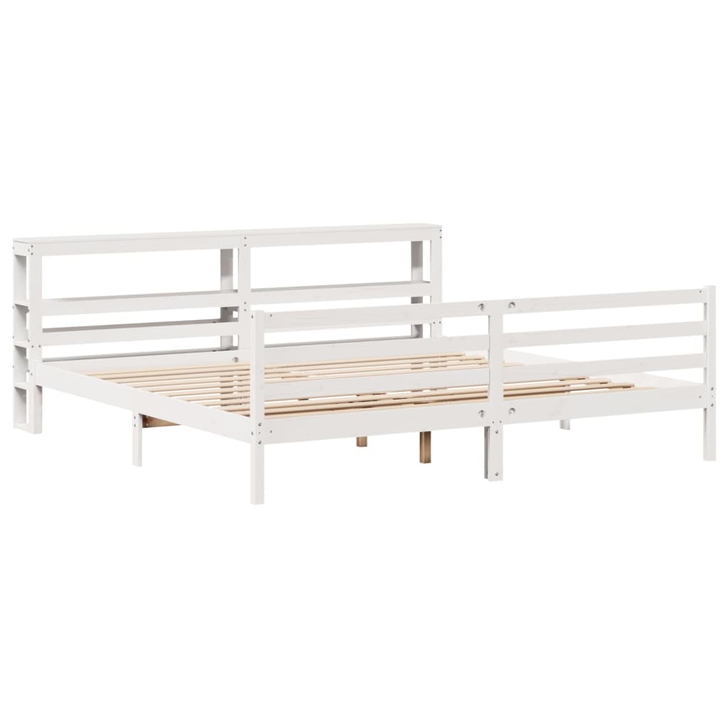 vidaXL Bed Frame without Mattress White 200x200 cm Solid Wood Pine