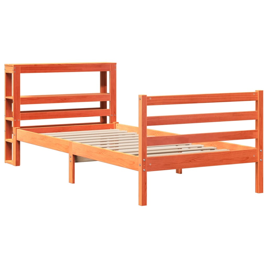 vidaXL Bed Frame without Mattress Wax Brown 75x190 cm Small Single Solid Wood Pine