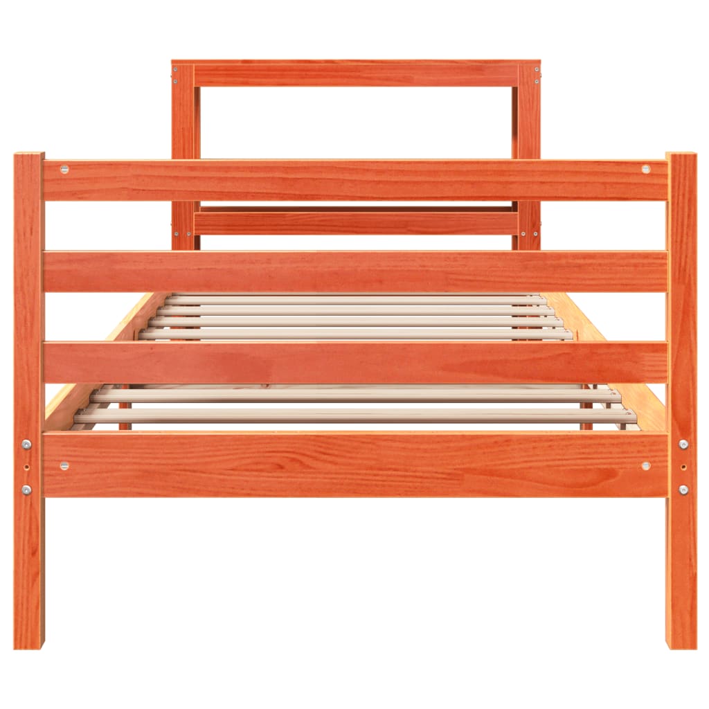 vidaXL Bed Frame without Mattress Wax Brown 75x190 cm Small Single Solid Wood Pine
