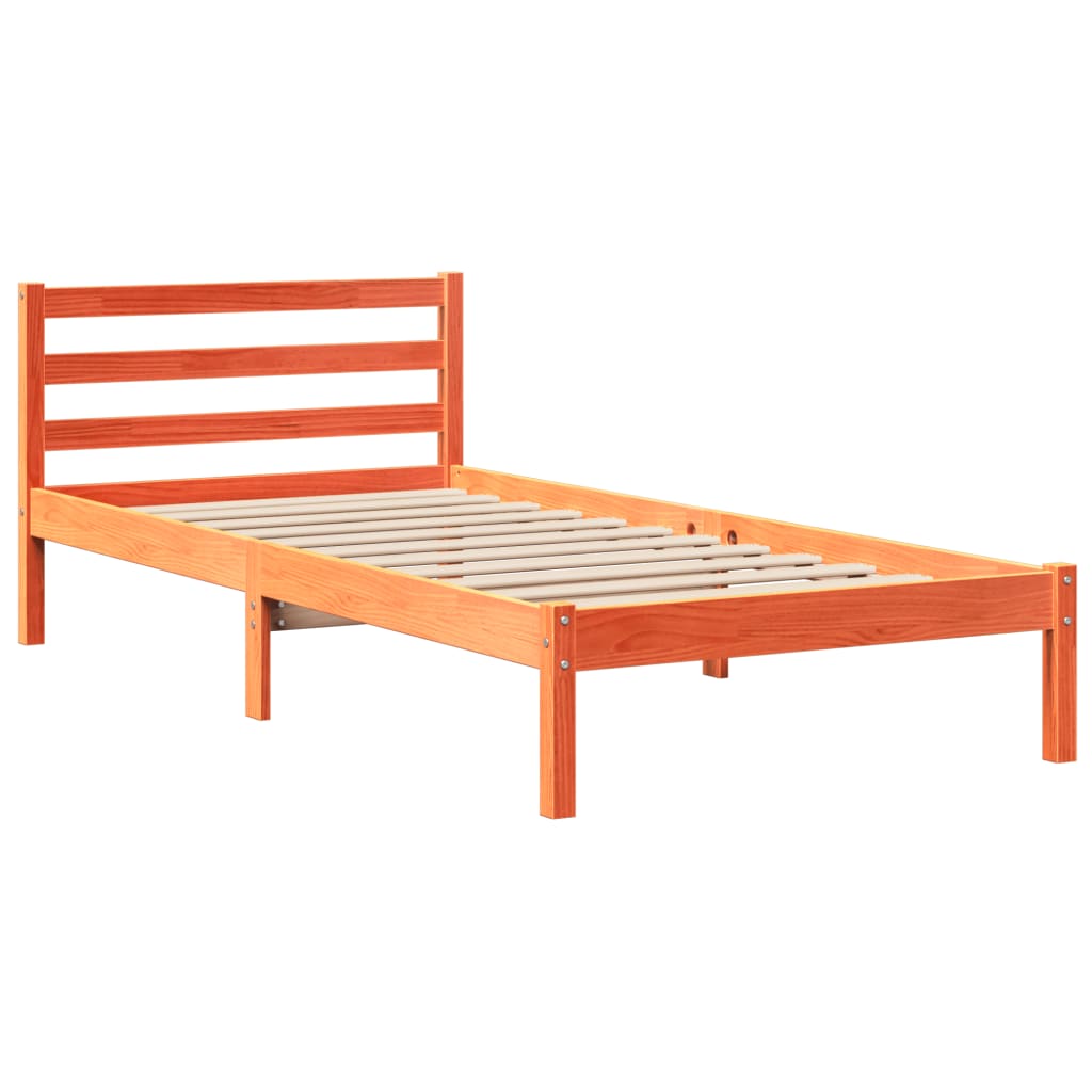 vidaXL Bed Frame without Mattress Wax Brown 75x190 cm Small Single Solid Wood Pine