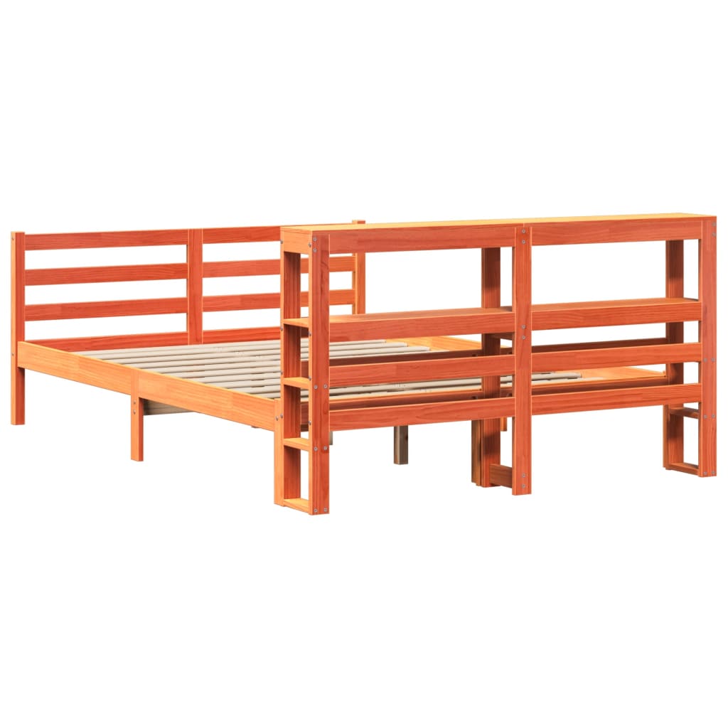 vidaXL Bed Frame without Mattress Wax Brown 120x190 cm Small Double Solid Wood Pine