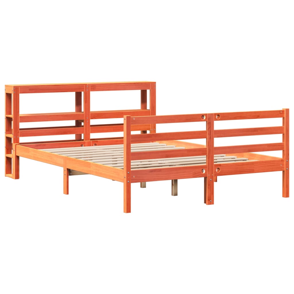 vidaXL Bed Frame without Mattress Wax Brown 150x200 cm King Size Solid Wood Pine