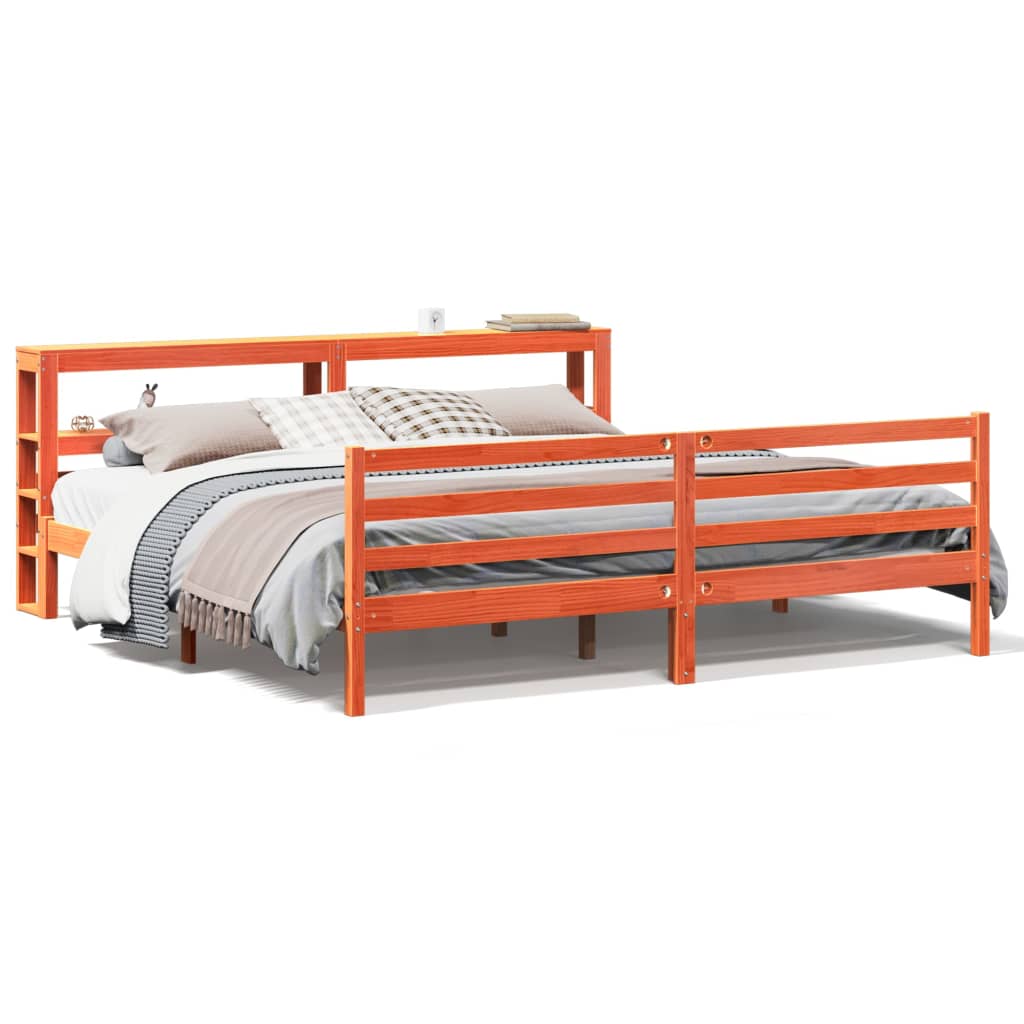 vidaXL Bed Frame without Mattress Wax Brown 200x200 cm Solid Wood Pine