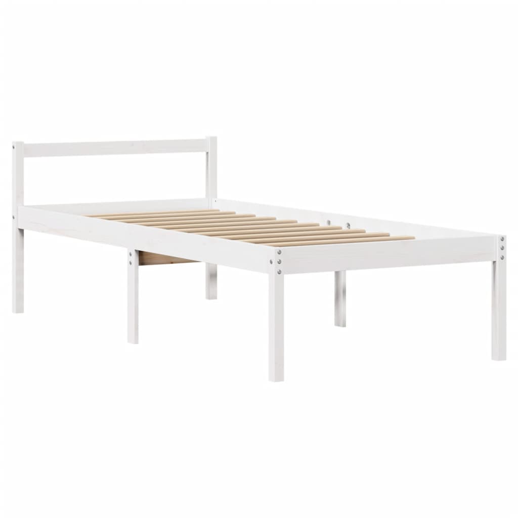 vidaXL Senior Bed with Headboard without Mattress White 75x190 cm Small Single