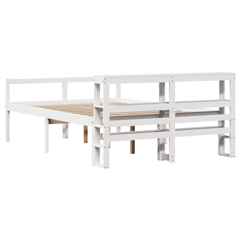 vidaXL Senior Bed with Headboard without Mattress White 140x200 cm
