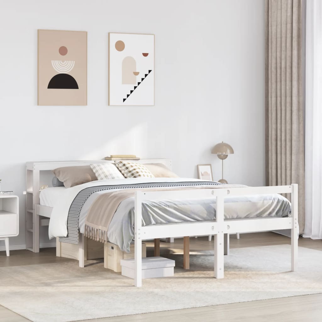 vidaXL Senior Bed with Headboard without Mattress White 140x200 cm