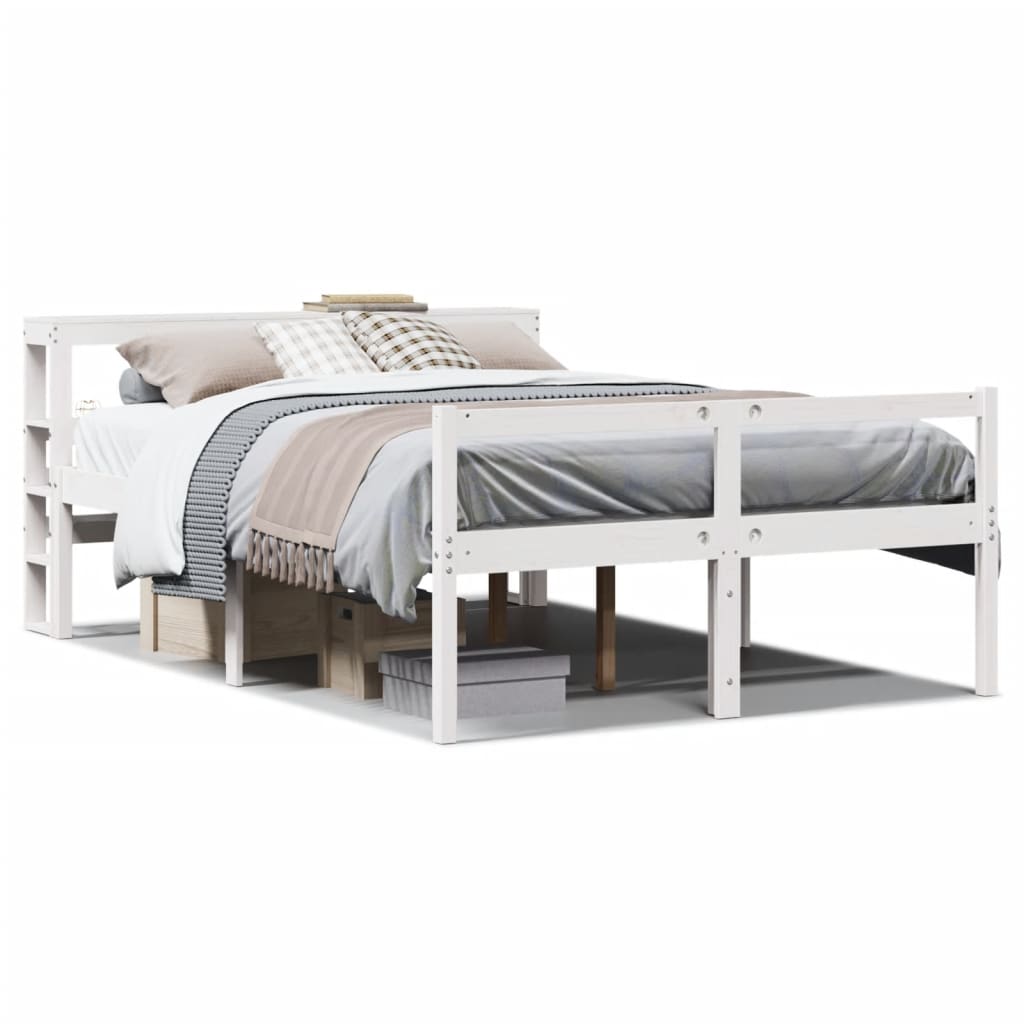 vidaXL Senior Bed with Headboard without Mattress White 150x200 cm