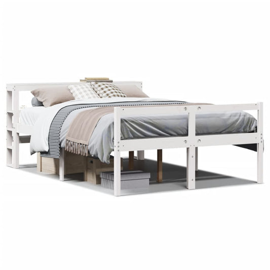 vidaXL Senior Bed with Headboard without Mattress White 150x200 cm