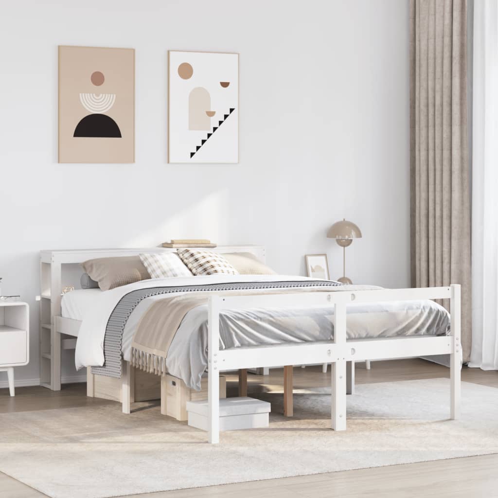 vidaXL Senior Bed with Headboard without Mattress White 150x200 cm