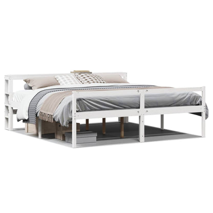 vidaXL Senior Bed with Headboard without Mattress White 200x200 cm