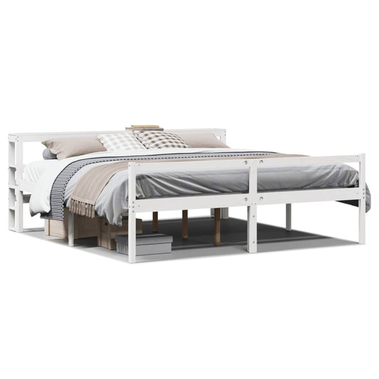 vidaXL Senior Bed with Headboard without Mattress White 200x200 cm