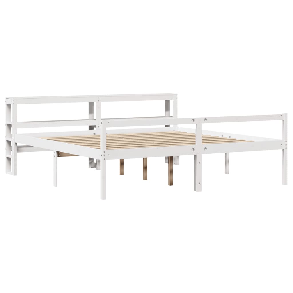 vidaXL Senior Bed with Headboard without Mattress White 200x200 cm